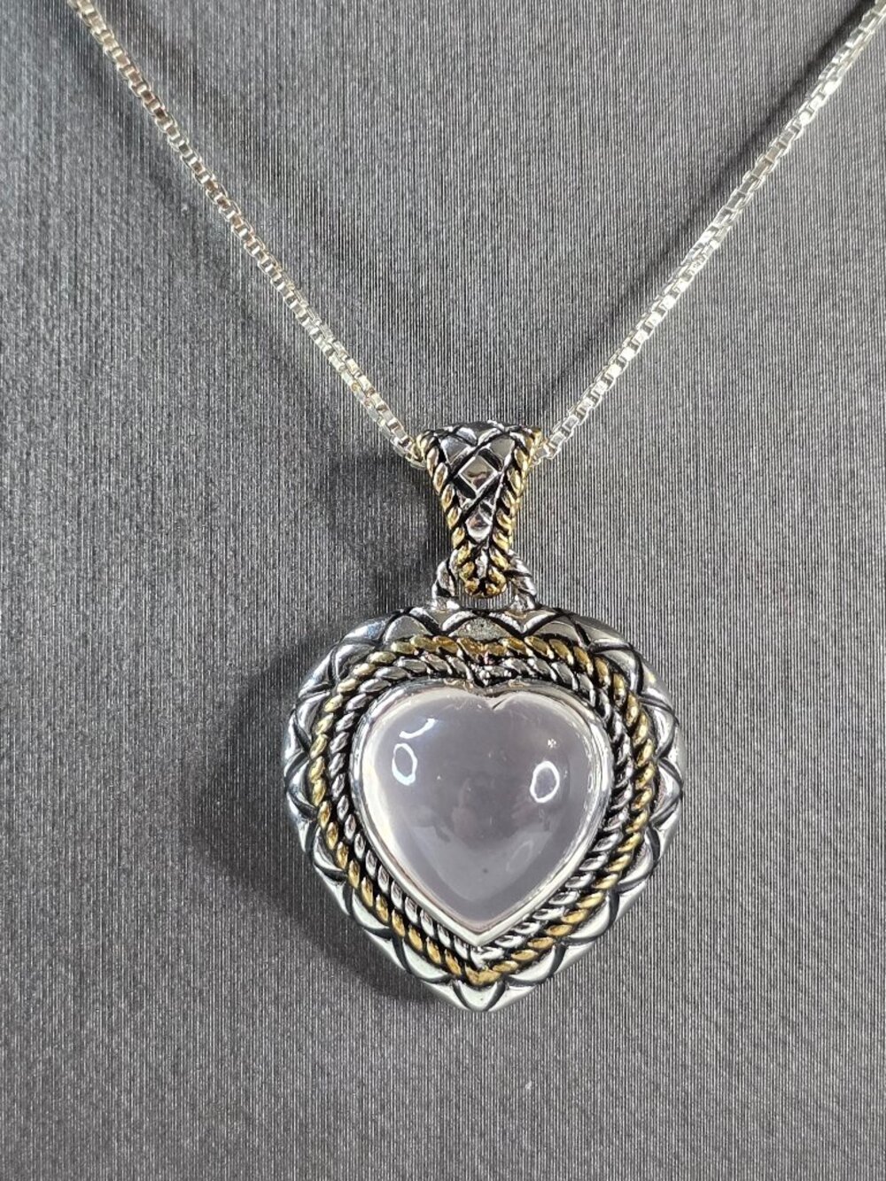 Womens Vintage Estate Sterling Silver Heart Pendant Necklace 10.4g E804